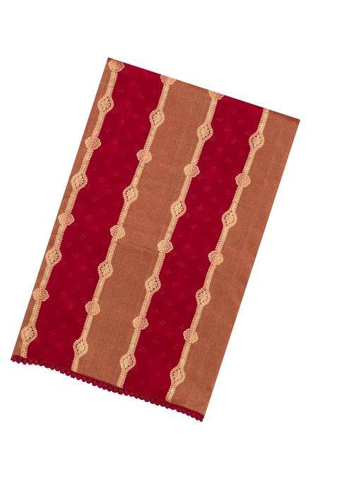Red Woven Synthetic Satin Art Silk Saree With Floral Zari Motifs With Buttas And Brocade Design For Women