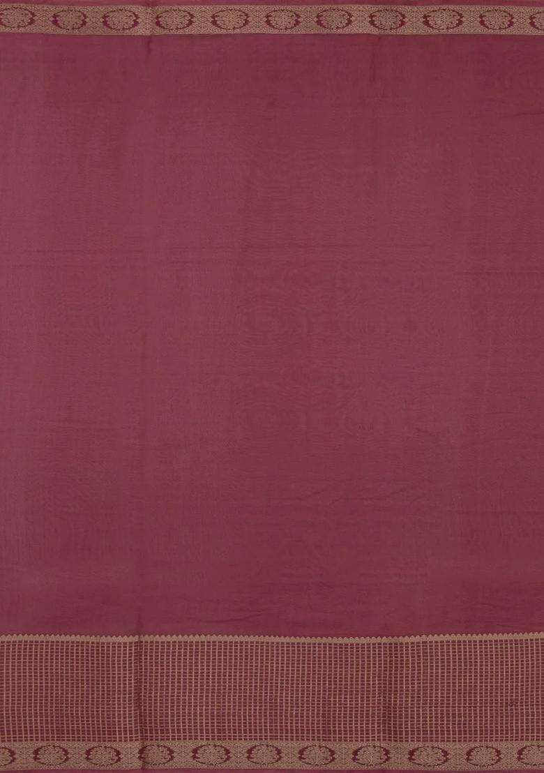 Dusty Peach Woven Synthetic Dola Silk Saree With Printed Floral Motifs For Women - Indya