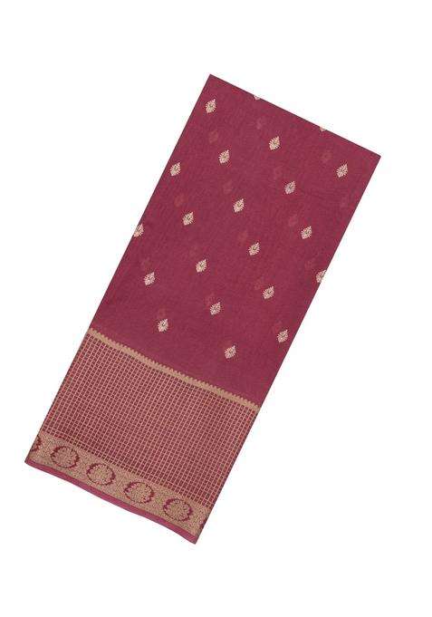 Dusty Peach Woven Synthetic Dola Silk Saree With Printed Floral Motifs For Women