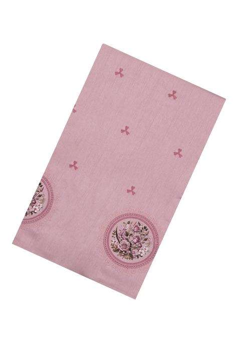 Dusty Pink Woven Art Tussar Saree With Printed Embroidered Floral Motifs For Women