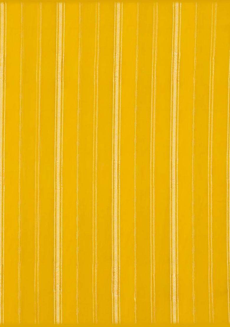 Mustard Yellow Woven Art Viscose Art Silk Saree With Zari Stripes With Checks And Stripes Design For Women - Indya
