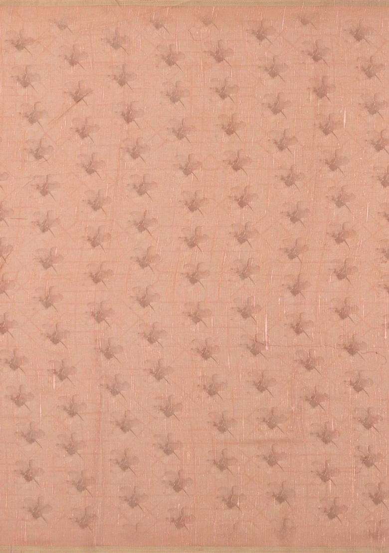 Peach Woven Synthetic Cotton Art Silk Saree With Printed Floral Motifs For Women - Indya