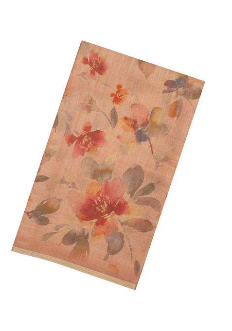 Peach Woven Synthetic Cotton Art Silk Saree With Printed Floral Motifs For Women