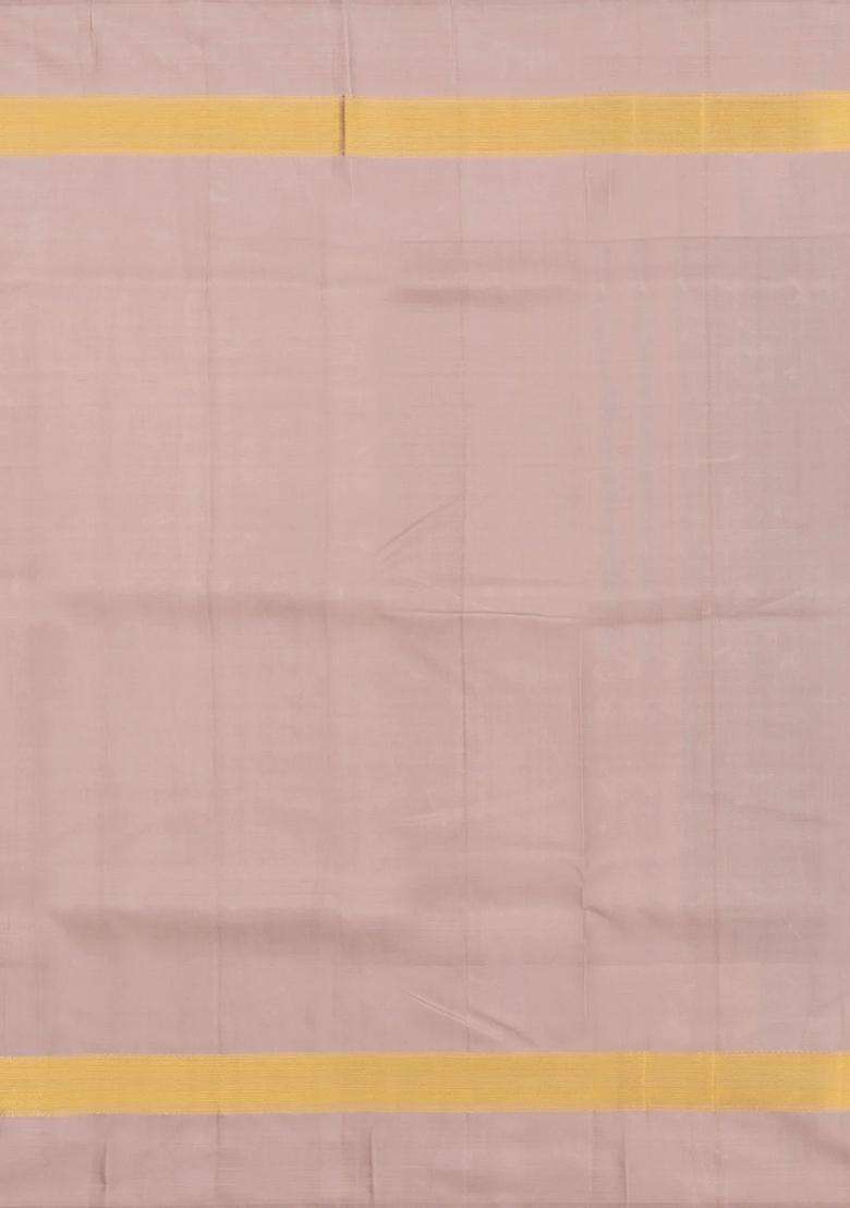 Black Handloom Kanchipuram Silk Saree With Stripes Contrast Border With Checks And Stripes Design For Women - Indya