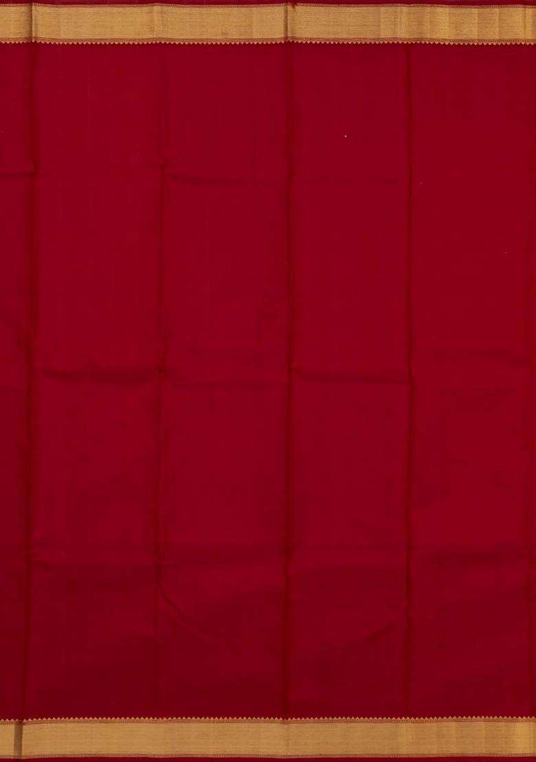 Mustard Handloom Korvai Kanchipuram Silk Saree With Stripes Contrast Border With Korvai And Temple Border Design For Women - Indya