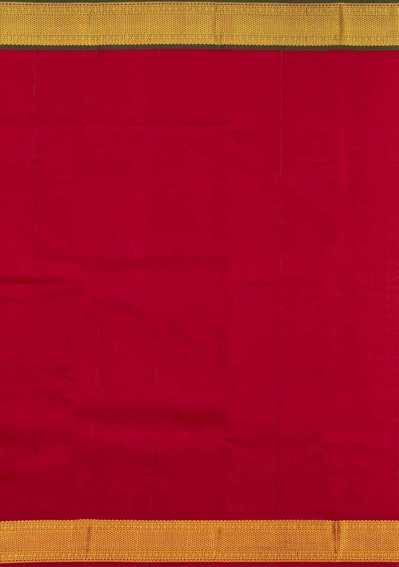 Off White Handloom Korvai Kanchipuram Silk Saree With Ganga Jamuna Border With Korvai And Temple Border Design For Women - Indya