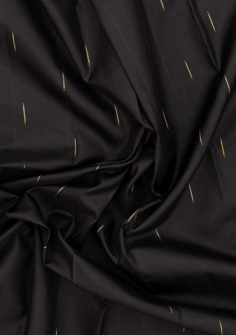 Black Handloom Korvai Kanchipuram Silk Saree With Raindrop Buttas With Korvai And Temple Border Design For Women - Indya