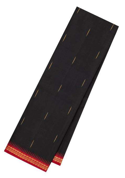 Black Handloom Korvai Kanchipuram Silk Saree With Raindrop Buttas With Korvai And Temple Border Design For Women