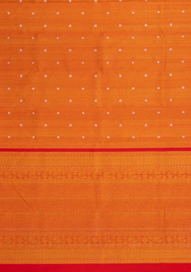 Red Handloom Kanchipuram Tissue Silk Saree With Annam Buttas With Buttas And Brocade Design For Women - Indya