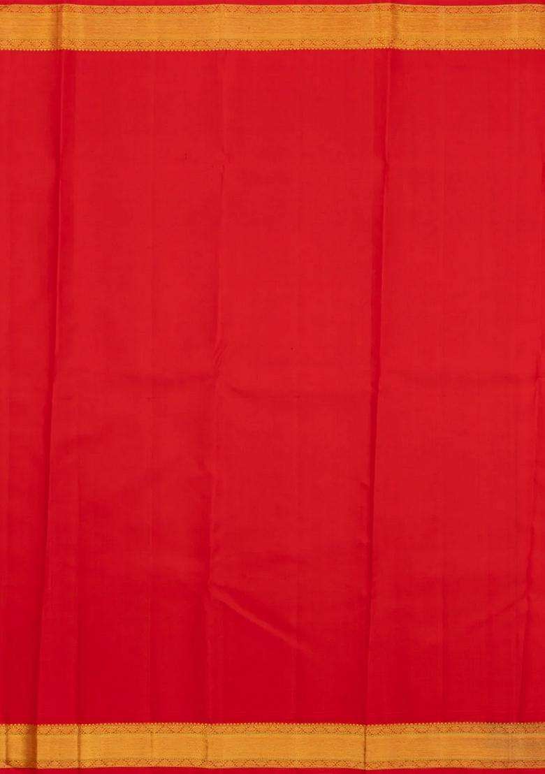 Red Handloom Kanchipuram Tissue Silk Saree With Annam Buttas With Buttas And Brocade Design For Women - Indya