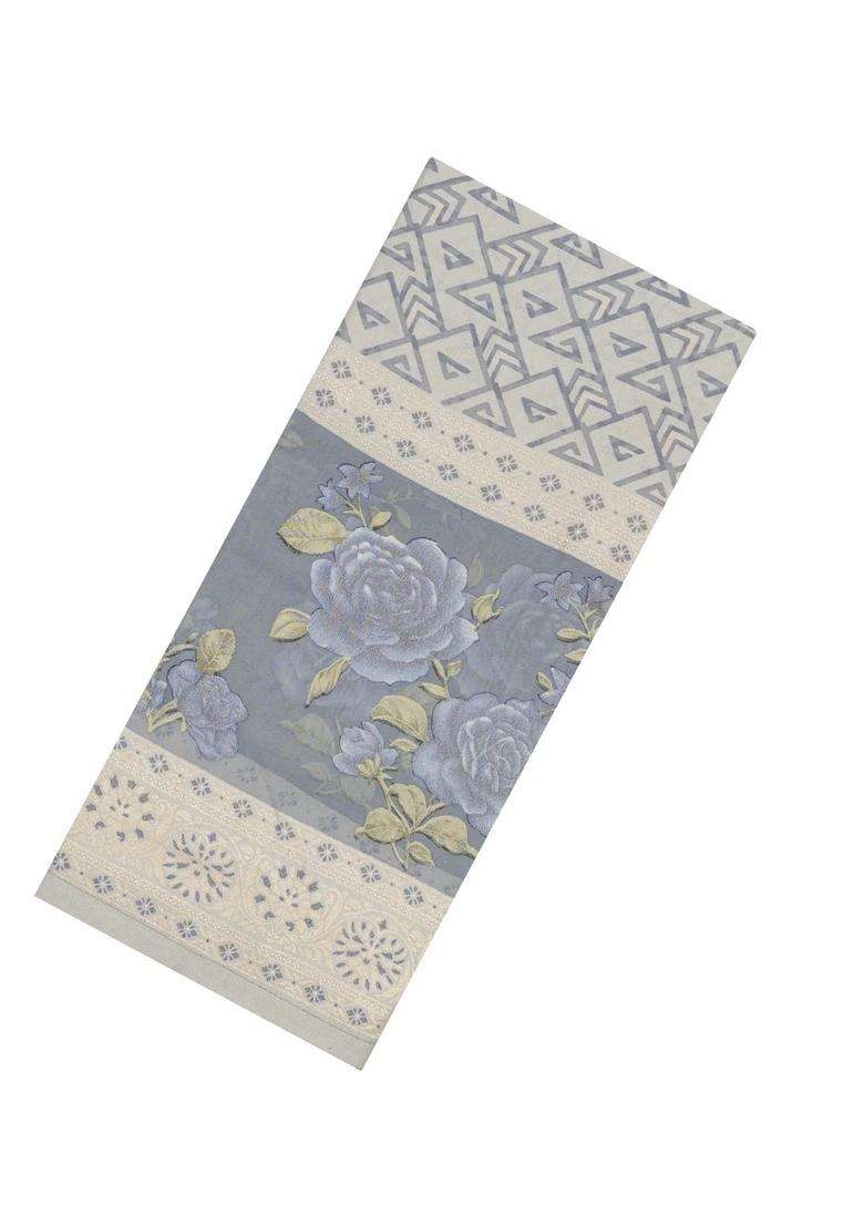 Grey Woven Synthetic Brasso Art Silk Saree With Printed Floral Motifs For Women - Indya