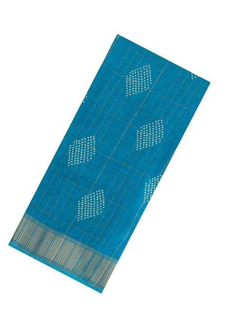 Sky Blue Lilac Woven Synthetic Chiffon Saree With Printed Diamond Motifs For Women