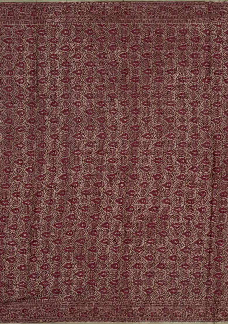 Mint Green Woven Tussar Silk Saree With Floral Motifs With Buttas And Brocade Design For Women - Indya
