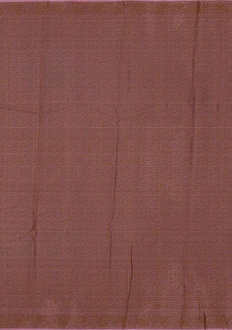 Bubblegum Pink Woven Tussar Silk Saree With Floral Motifs With Buttas And Brocade Design For Women - Indya