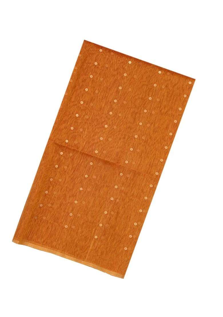 Orange Woven Tussar Silk Saree With Buttas Contrast Pallu With Buttas And Brocade Design For Women - Indya