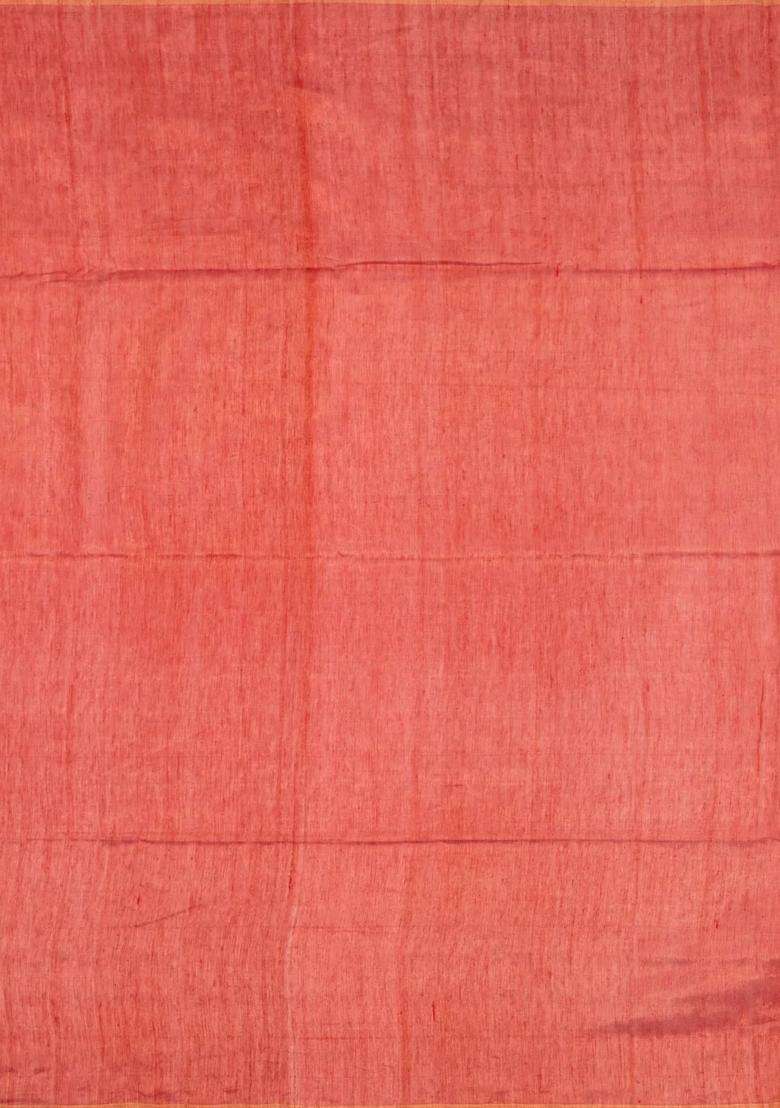 Orange Woven Tussar Silk Saree With Buttas Contrast Pallu With Buttas And Brocade Design For Women - Indya