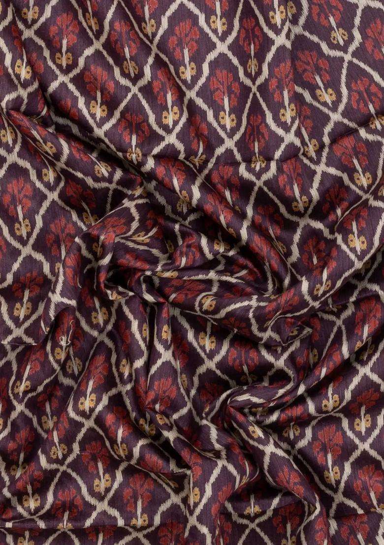 Lilac Woven Tussar Silk Saree With Printed Floral Motifs For Women - Indya