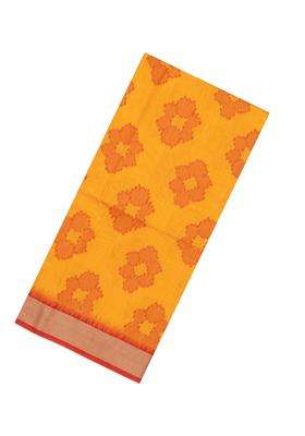 Mustard Woven Art Dupion Art Silk Saree With Printed Floral Motifs For Women
