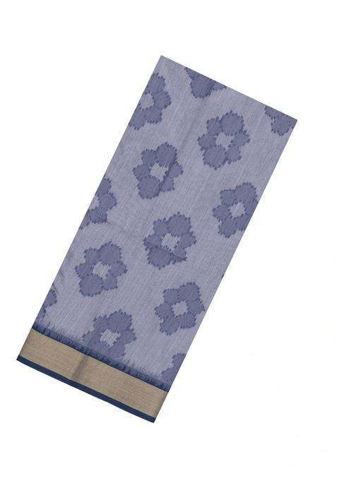 Grey Woven Art Dupion Art Silk Saree With Printed Floral Motifs For Women