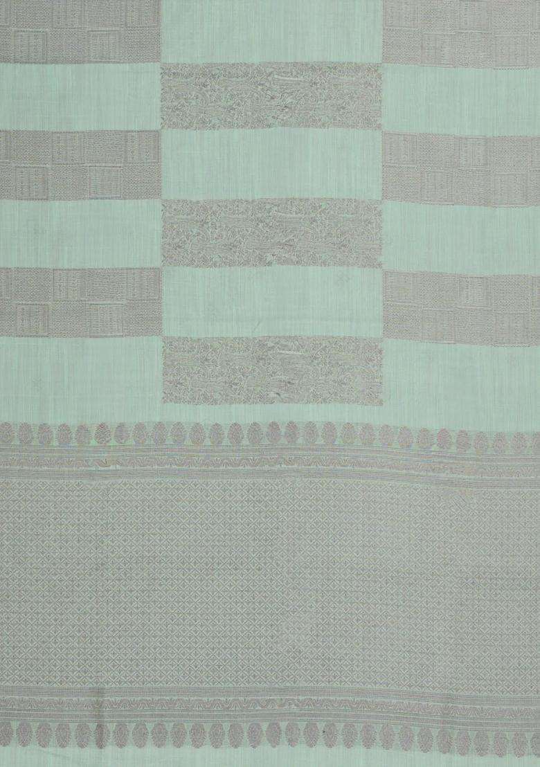 Cardamom Green Woven Art Dupion Art Silk Saree With Floral Vine Motifs With Buttas And Brocade Design For Women - Indya