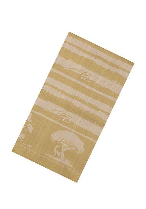 Beige Woven Art Silk Saree With Printed Abstract Tree Motifs For Women