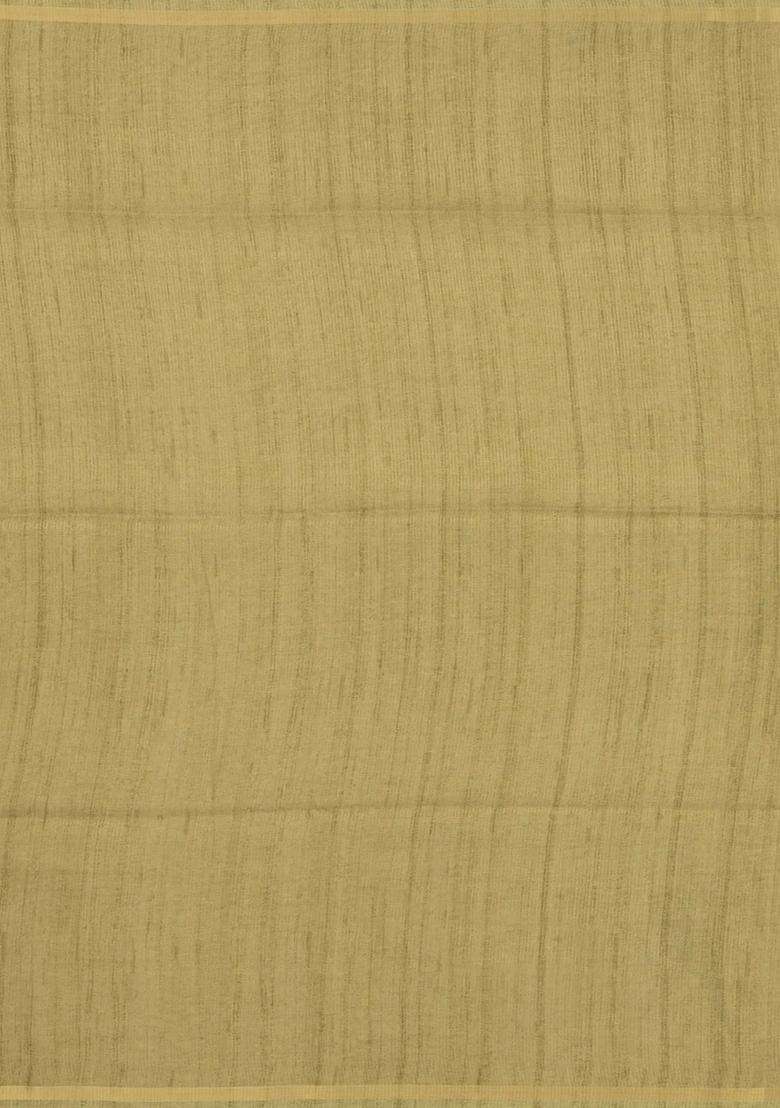 Taupe Woven Synthetic Manipur Silk Saree With Mustard Printed Bird Motifs For Women - Indya