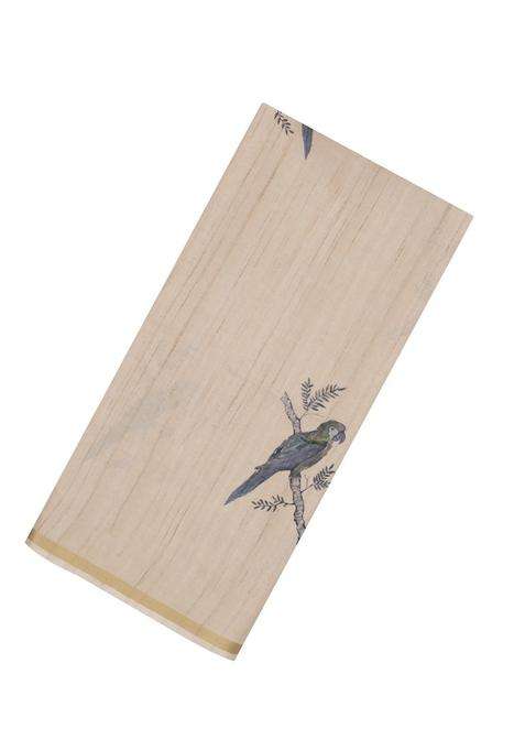 Taupe Woven Synthetic Manipur Silk Saree With Blue Printed Bird Motifs For Women