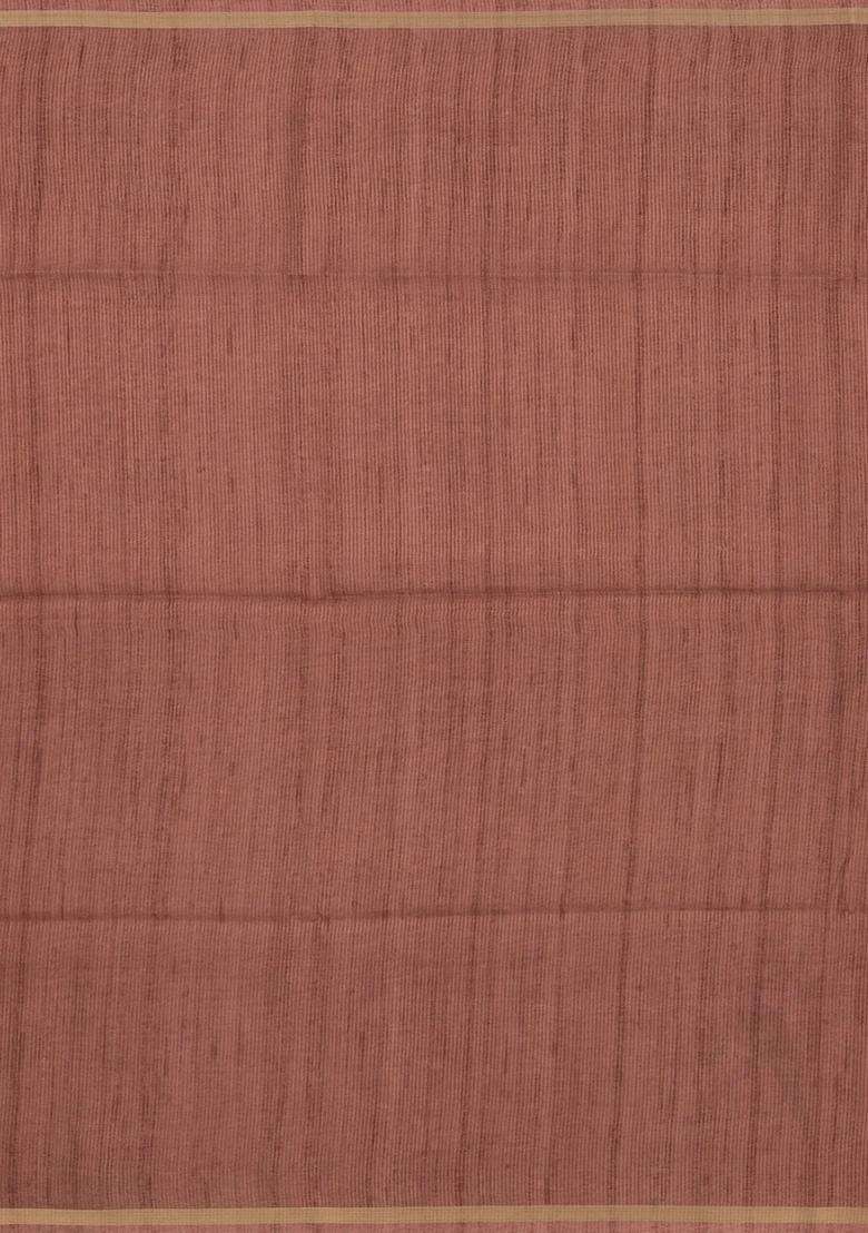 Taupe Woven Synthetic Manipur Silk Saree With Brown Printed Bird Motifs For Women - Indya