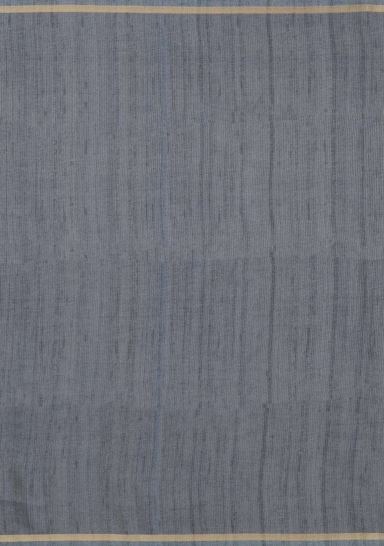 Taupe Woven Synthetic Manipur Silk Saree With Grey Printed Bird Motifs For Women - Indya