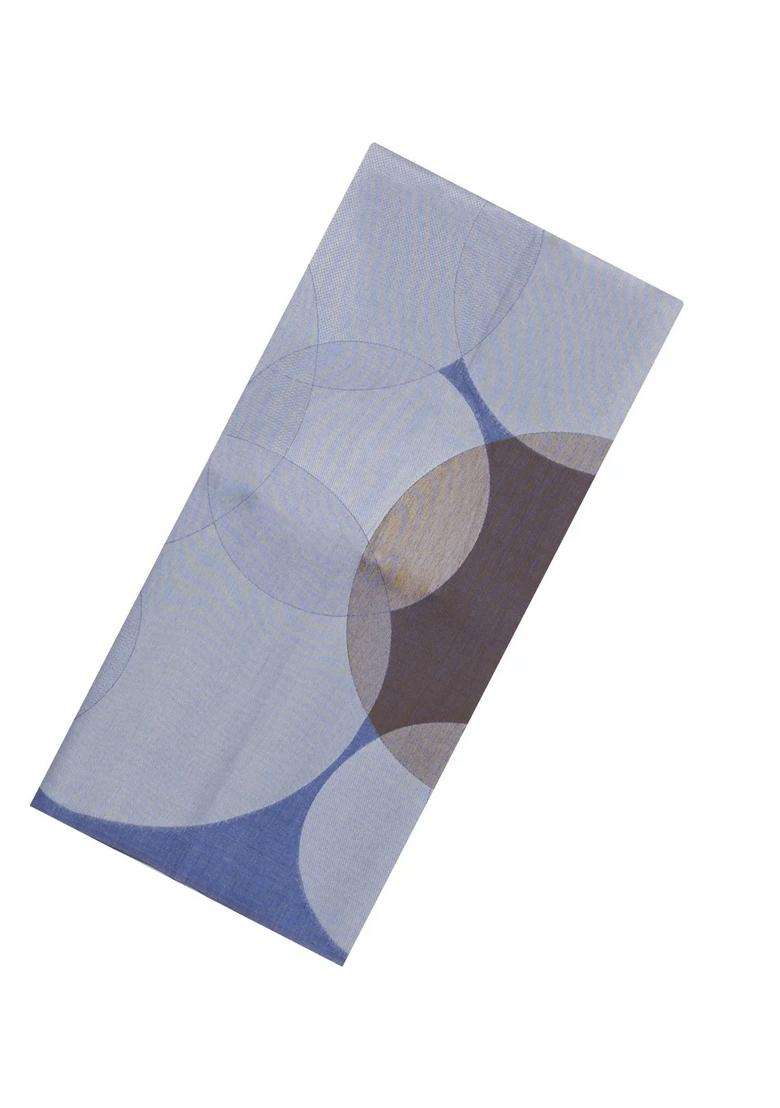 Steel Blue Taupe Woven Art Dupion Art Silk Saree With Printed Circle Motifs For Women - Indya