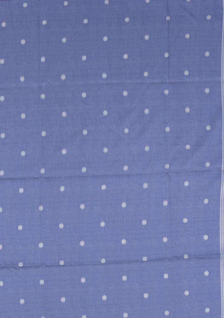 Steel Blue Taupe Woven Art Dupion Art Silk Saree With Printed Circle Motifs For Women - Indya