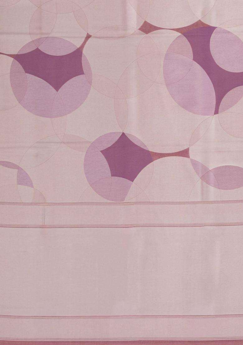 Dusty Pink Woven Art Dupion Art Silk Saree With Printed Circle Motifs For Women - Indya