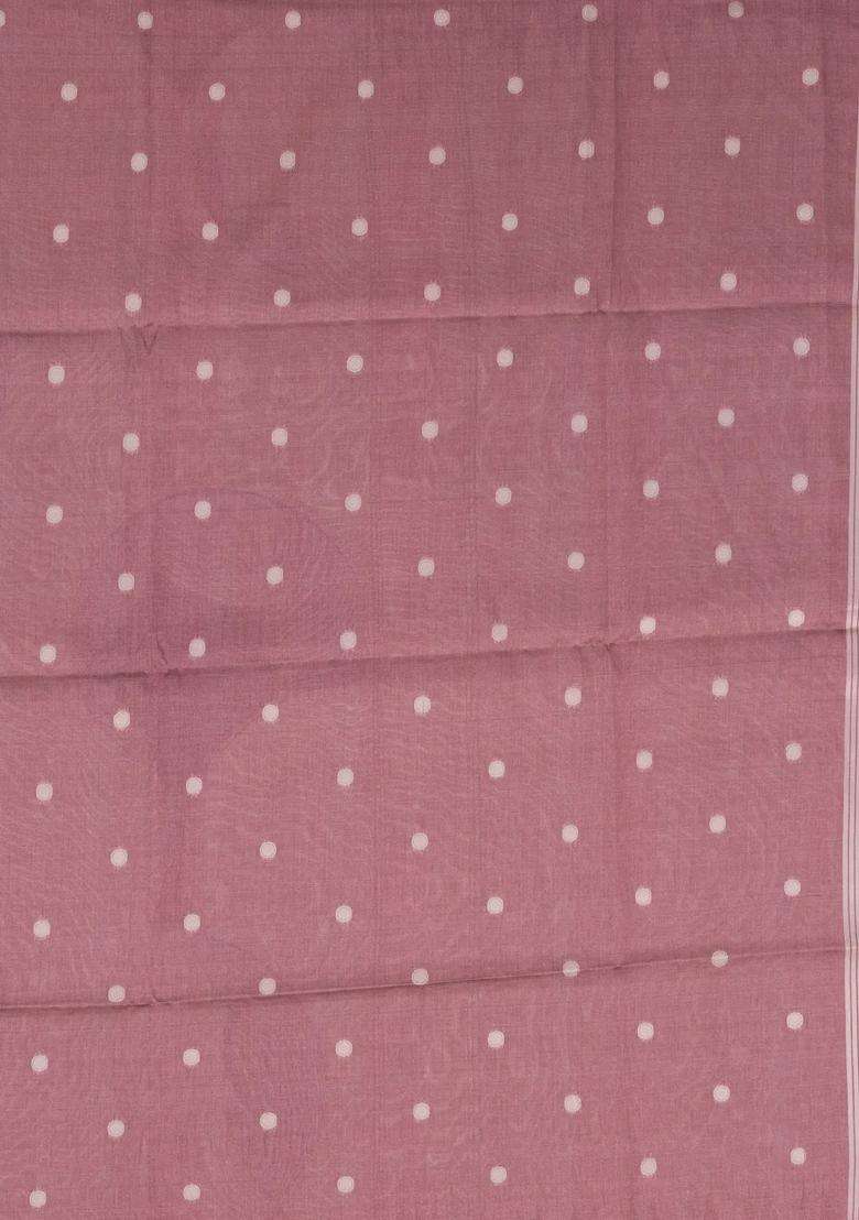 Dusty Pink Woven Art Dupion Art Silk Saree With Printed Circle Motifs For Women - Indya
