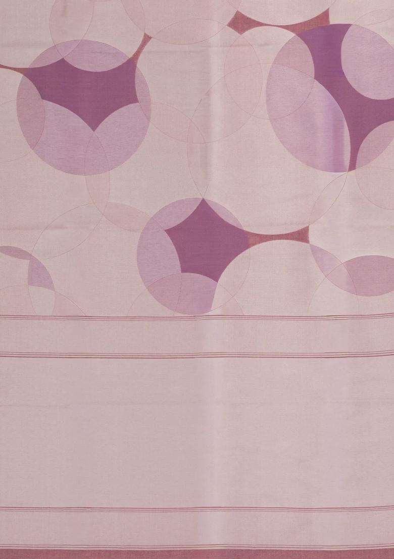 Dusty Peach Woven Art Dupion Art Silk Saree With Printed Circle Motifs For Women - Indya