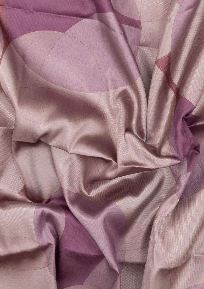 Dusty Peach Woven Art Dupion Art Silk Saree With Printed Circle Motifs For Women - Indya