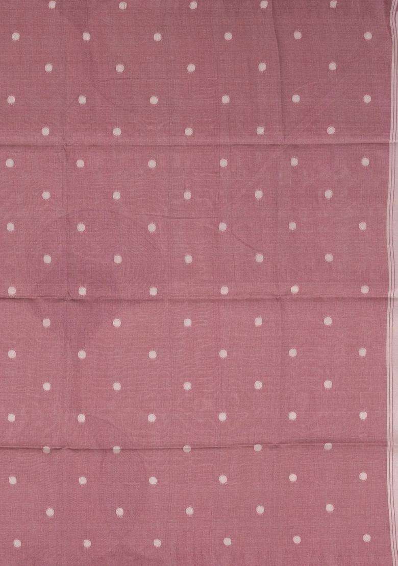 Dusty Peach Woven Art Dupion Art Silk Saree With Printed Circle Motifs For Women - Indya
