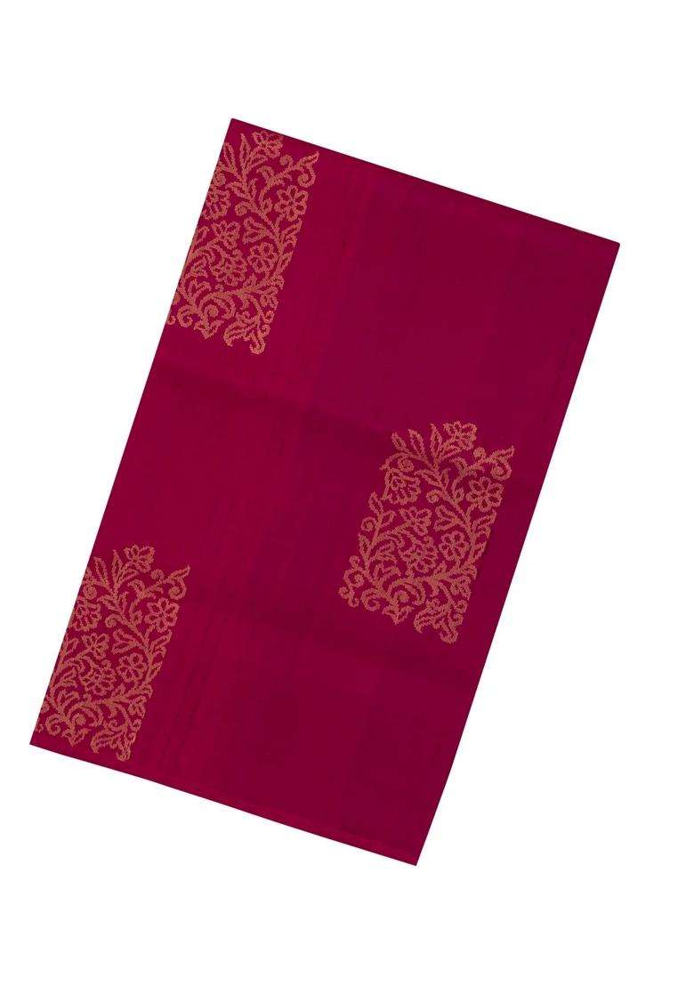 Pink Handloom Soft Silk Saree With Floral Motifs Contrast Pallu With Buttas And Brocade Design For Women - Indya