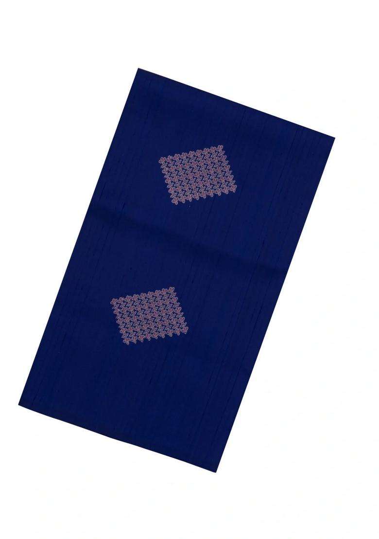 Blue Handloom Soft Silk Saree With Diamond Floral Buttas With Buttas And Brocade Design For Women - Indya