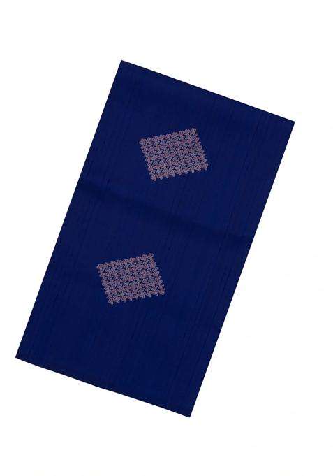 Blue Handloom Soft Silk Saree With Diamond Floral Buttas With Buttas And Brocade Design For Women