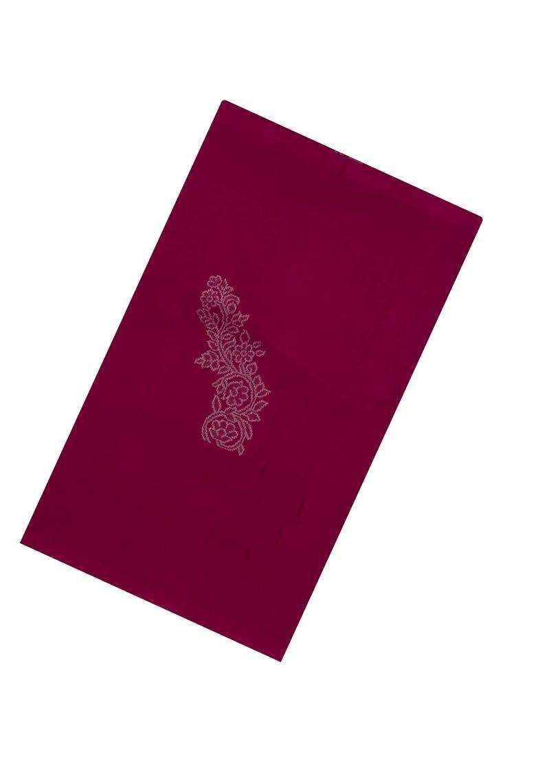 Magenta Handloom Soft Silk Saree With Floral Zari Buttas With Buttas And Brocade Design For Women - Indya