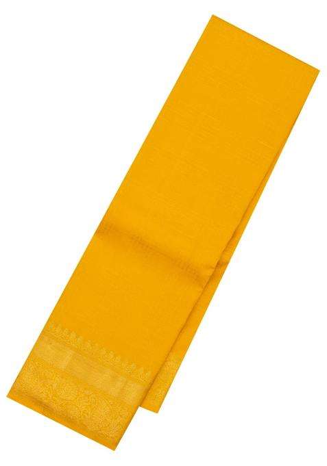 Yellow Kanchipuram Silk Saree With Zari Checks With Checks And Stripes Design For Women