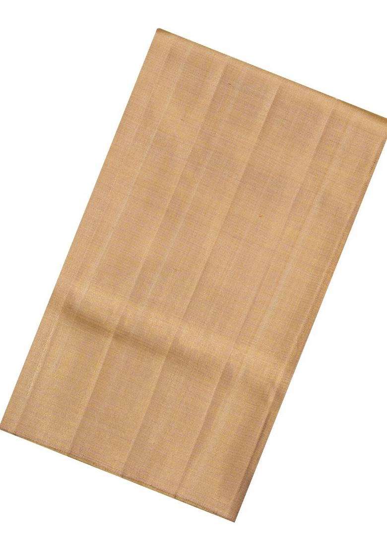 Gold Handloom Tissue Kanchipuram Silk Saree With Zari Stripes With Buttas And Brocade Design For Women - Indya