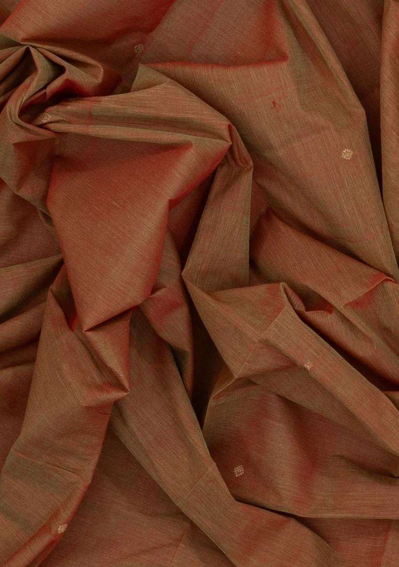 Brown Handloom Kanchi Cotton Saree With Deer Motifs With Buttas And Brocade Design For Women - Indya