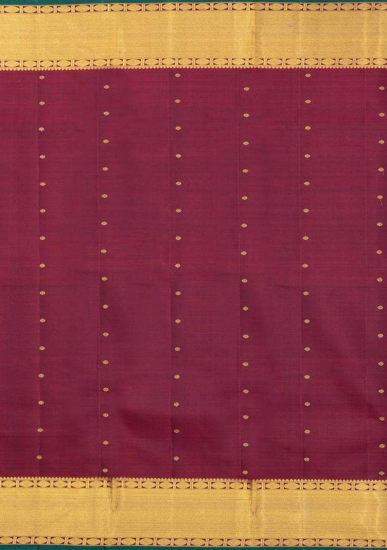 Black Blue Handloom Kanchipuram Silk Saree With Kamalam Buttas With Buttas And Brocade Design For Women - Indya