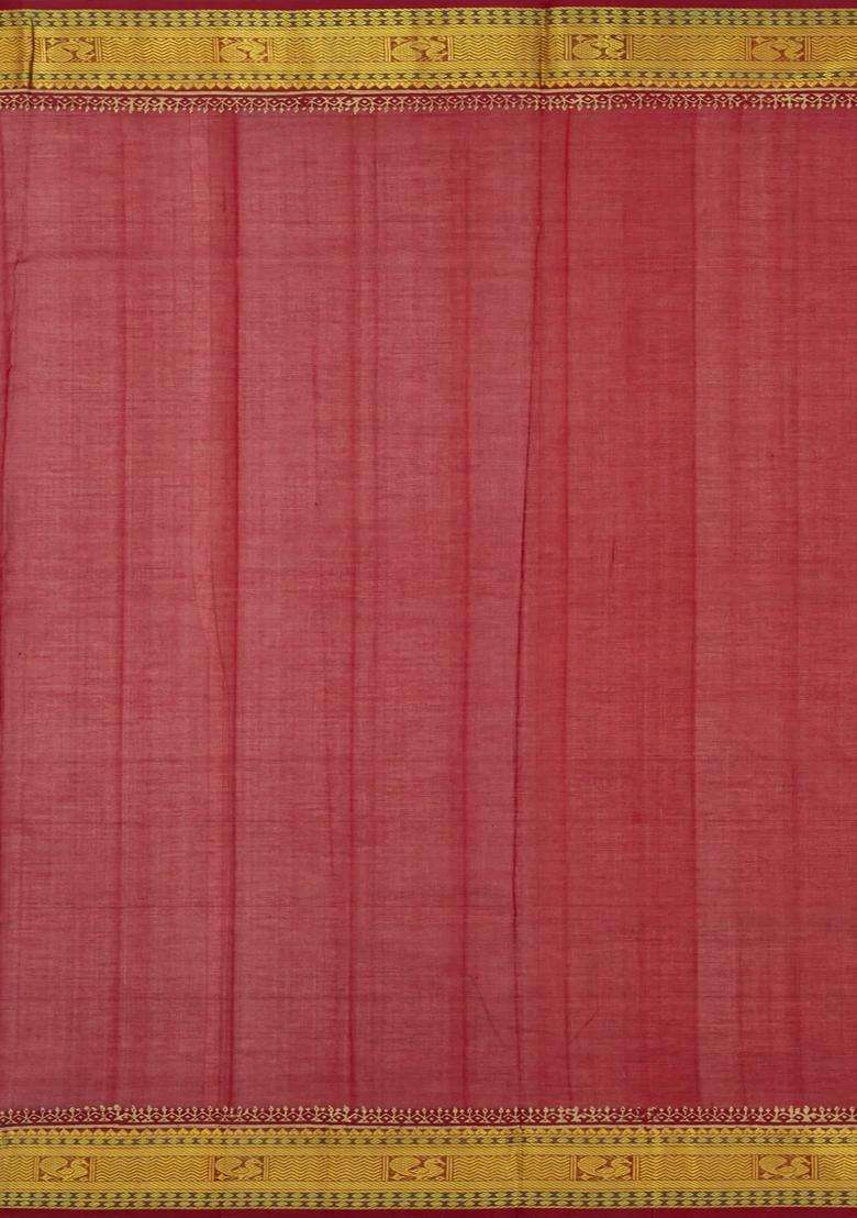 Off White Handloom Silk Cotton Saree With Printed Floral Motifs For Women - Indya