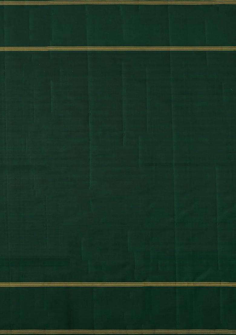 Multi Colour Handloom Kanchipuram Silk Saree With Checks Green Border With Checks And Stripes Design For Women - Indya
