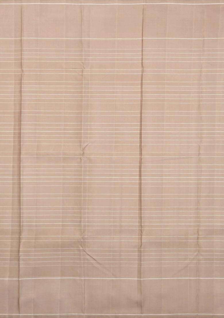 Multi Colour Handloom Kanchipuram Silk Saree With Checks With Checks And Stripes Design For Women - Indya