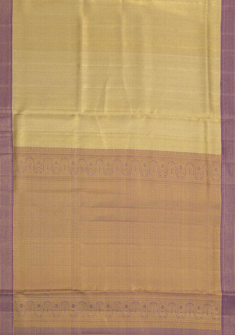 Gold Handloom Tissue Kanchipuram Silk Saree With Diamond Motifs With Buttas And Brocade Design For Women - Indya