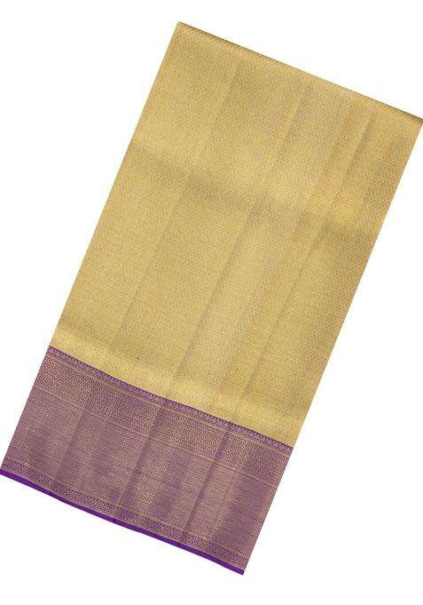 Gold Handloom Tissue Kanchipuram Silk Saree With Diamond Motifs With Buttas And Brocade Design For Women