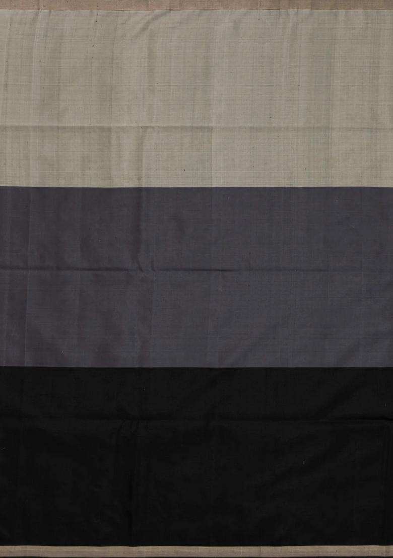 Grey Cream Handloom Soft Silk Saree With Diamond Motifs With Buttas And Brocade Design For Women - Indya